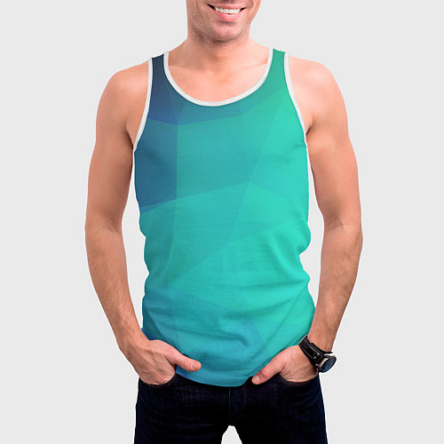 Мужская майка без рукавов Голубые грани / 3D-Белый – фото 3