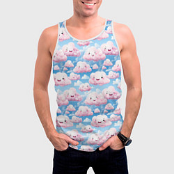 Майка-безрукавка мужская Кавайные милые облока, цвет: 3D-белый — фото 2