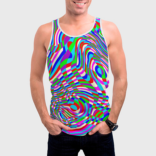 Мужская майка без рукавов Разноцветная пластика / 3D-Белый – фото 3