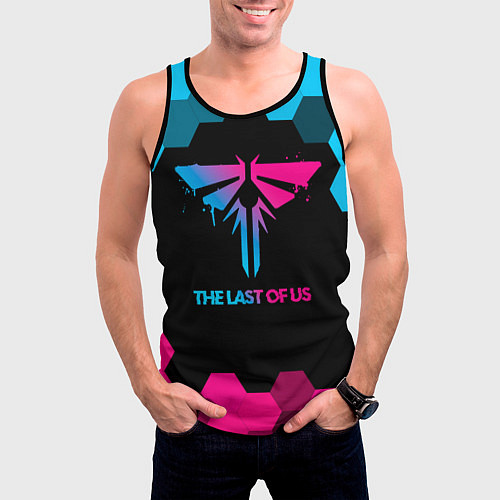Мужская майка без рукавов The Last Of Us - neon gradient / 3D-Черный – фото 3