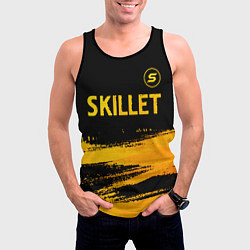 Майка-безрукавка мужская Skillet - gold gradient: символ сверху, цвет: 3D-черный — фото 2