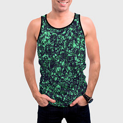 Майка-безрукавка мужская Сине-зелёный пёстрый паттерн, цвет: 3D-черный — фото 2