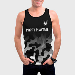 Майка-безрукавка мужская Poppy Playtime glitch на темном фоне: символ сверх, цвет: 3D-черный — фото 2
