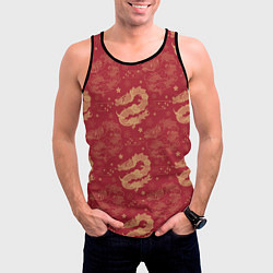Майка-безрукавка мужская The chinese dragon pattern, цвет: 3D-черный — фото 2