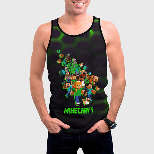 Мужская майка без рукавов Minecraft story the game / 3D-Черный – фото 3