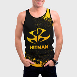 Майка-безрукавка мужская Hitman - gold gradient, цвет: 3D-черный — фото 2