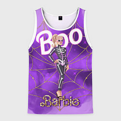 Майка-безрукавка мужская Барби в костюме скелета: паутина и фиолетовый дым, цвет: 3D-белый