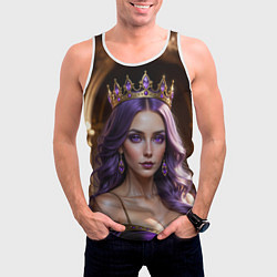Майка-безрукавка мужская Девушка с фиолетовыми волосами в короне, цвет: 3D-белый — фото 2