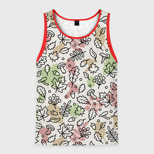 Мужская майка без рукавов Осень - бежевый / 3D-Красный – фото 1