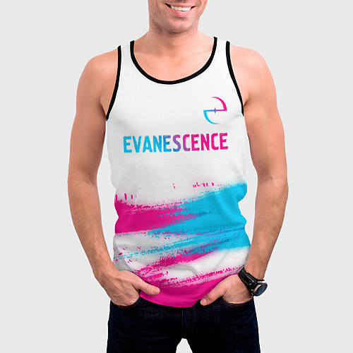 Мужская майка без рукавов Evanescence neon gradient style: символ сверху / 3D-Черный – фото 3
