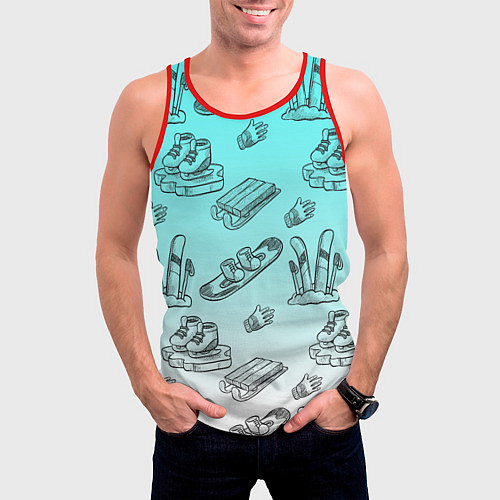 Мужская майка без рукавов Перезимуем / 3D-Красный – фото 3