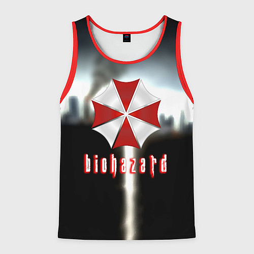 Мужская майка без рукавов Raccoon city / 3D-Красный – фото 1