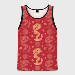 Майка-безрукавка мужская Азиатские драконы - классика, цвет: 3D-черный