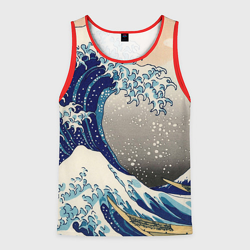 Мужская майка без рукавов Великая волна от Канагава / 3D-Красный – фото 1