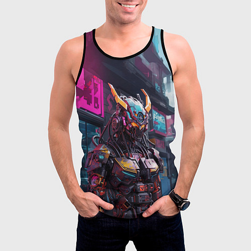Мужская майка без рукавов Бронированный кибернетический демон / 3D-Черный – фото 3