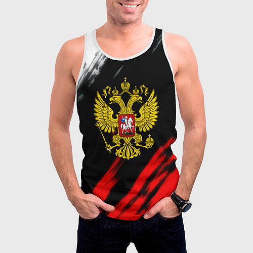 Мужская майка без рукавов Russia stripes / 3D-Белый – фото 3