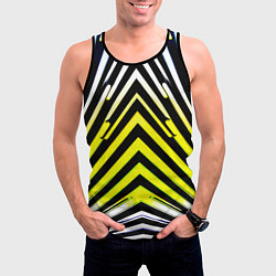Майка-безрукавка мужская Зеркальный паттерн из полос, цвет: 3D-черный — фото 2