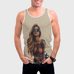 Майка-безрукавка мужская Девушка с тату, цвет: 3D-белый — фото 2