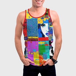 Майка-безрукавка мужская Лоскутное одеяло - поп-арт, цвет: 3D-красный — фото 2