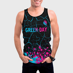 Майка-безрукавка мужская Green Day - neon gradient: символ сверху, цвет: 3D-черный — фото 2