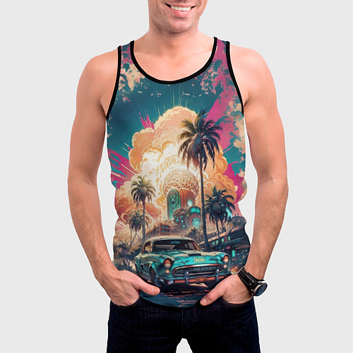 Мужская майка без рукавов Атомная поездка на машине / 3D-Черный – фото 3