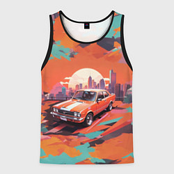Майка-безрукавка мужская Автомобиль в оранжевом цвете, цвет: 3D-черный