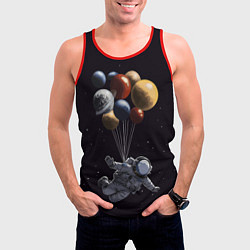 Майка-безрукавка мужская Космонавт с шариками в космосе, цвет: 3D-красный — фото 2