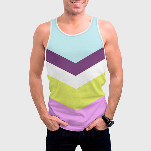 Мужская майка без рукавов Спортивный цвет семидесятых / 3D-Белый – фото 3