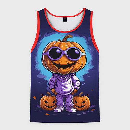 Мужская майка без рукавов Тыквенная голова / 3D-Красный – фото 1