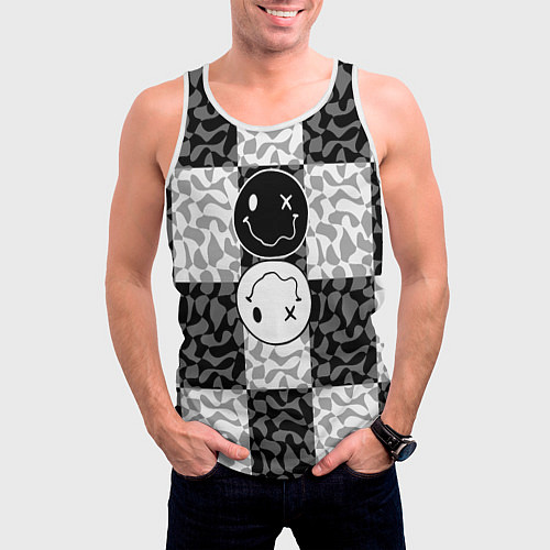Мужская майка без рукавов Smile chaos / 3D-Белый – фото 3