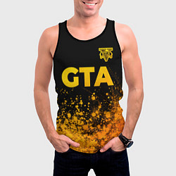 Майка-безрукавка мужская GTA - gold gradient посередине, цвет: 3D-черный — фото 2