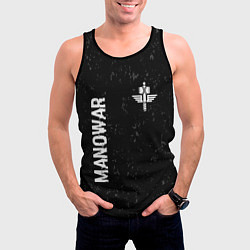 Майка-безрукавка мужская Manowar glitch на темном фоне вертикально, цвет: 3D-черный — фото 2