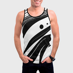 Майка-безрукавка мужская Abstract black and white composition, цвет: 3D-черный — фото 2