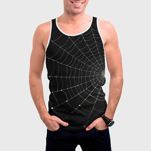 Мужская майка без рукавов Паутина на черном фоне / 3D-Белый – фото 3