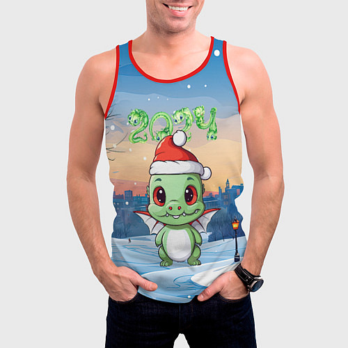 Мужская майка без рукавов Год дракона 2024 / 3D-Красный – фото 3