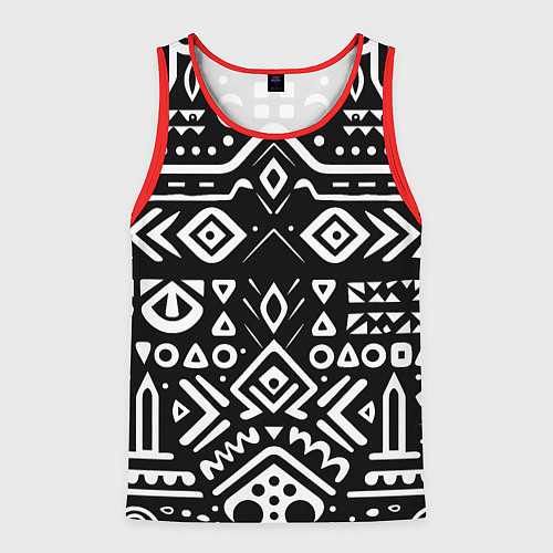Мужская майка без рукавов Черно-белый абстрактный паттерн / 3D-Красный – фото 1