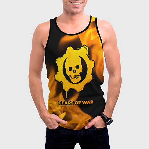 Мужская майка без рукавов Gears of War - gold gradient / 3D-Черный – фото 3
