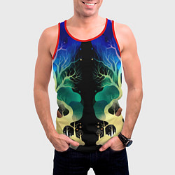 Майка-безрукавка мужская Звёздная ночь в сказочном лесу, цвет: 3D-красный — фото 2