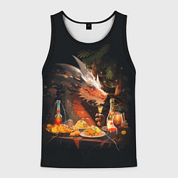 Майка-безрукавка мужская Дракон - 2024 год, цвет: 3D-черный