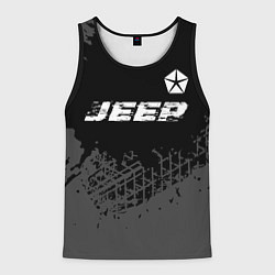 Майка-безрукавка мужская Jeep speed на темном фоне со следами шин посередин, цвет: 3D-черный
