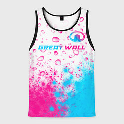 Майка-безрукавка мужская Great Wall neon gradient style посередине, цвет: 3D-черный