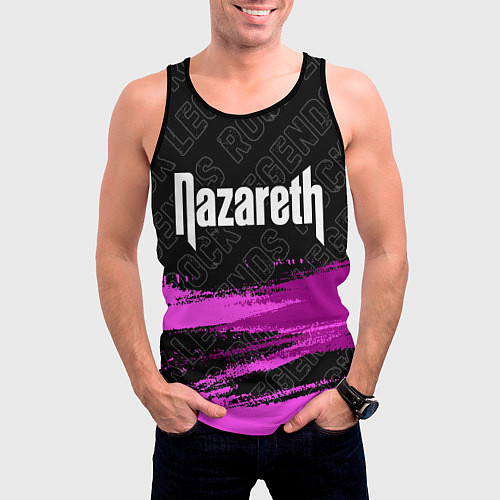 Мужская майка без рукавов Nazareth rock legends посередине / 3D-Черный – фото 3