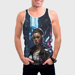 Майка-безрукавка мужская Смуглая девушка, цвет: 3D-белый — фото 2