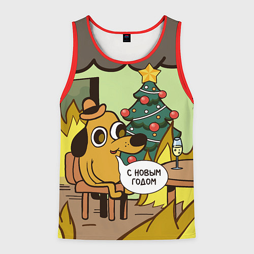 Мужская майка без рукавов This is fine - 2024 / 3D-Красный – фото 1