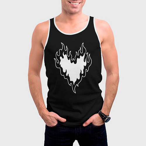Мужская майка без рукавов Burning heart / 3D-Белый – фото 3
