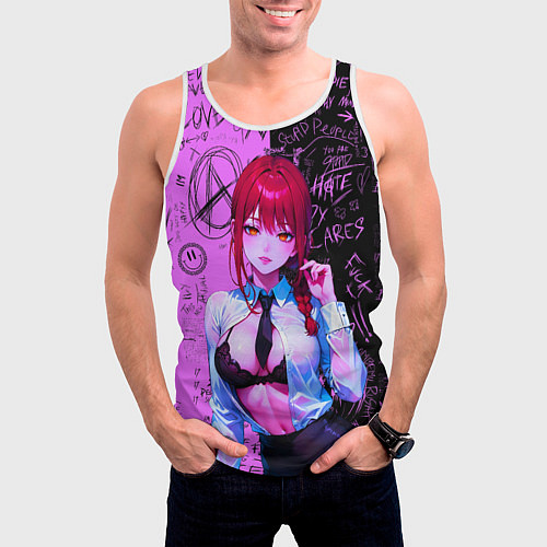 Мужская майка без рукавов Неоновая Макима / 3D-Белый – фото 3