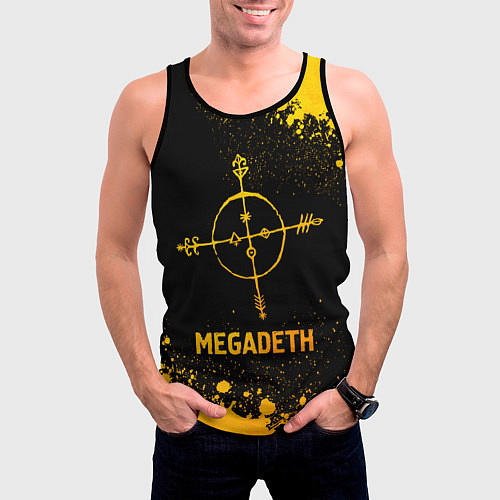 Мужская майка без рукавов Megadeth - gold gradient / 3D-Черный – фото 3