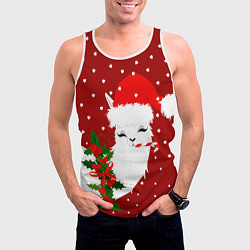 Майка-безрукавка мужская Лама - альпака с леденцом, цвет: 3D-белый — фото 2