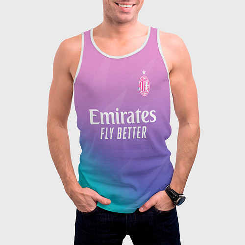 Мужская майка без рукавов ФК Милан форма 23-24 третья / 3D-Белый – фото 3