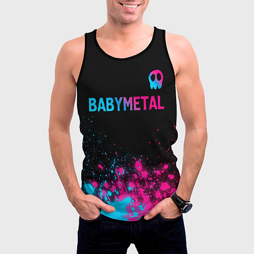 Мужская майка без рукавов Babymetal - neon gradient посередине / 3D-Черный – фото 3